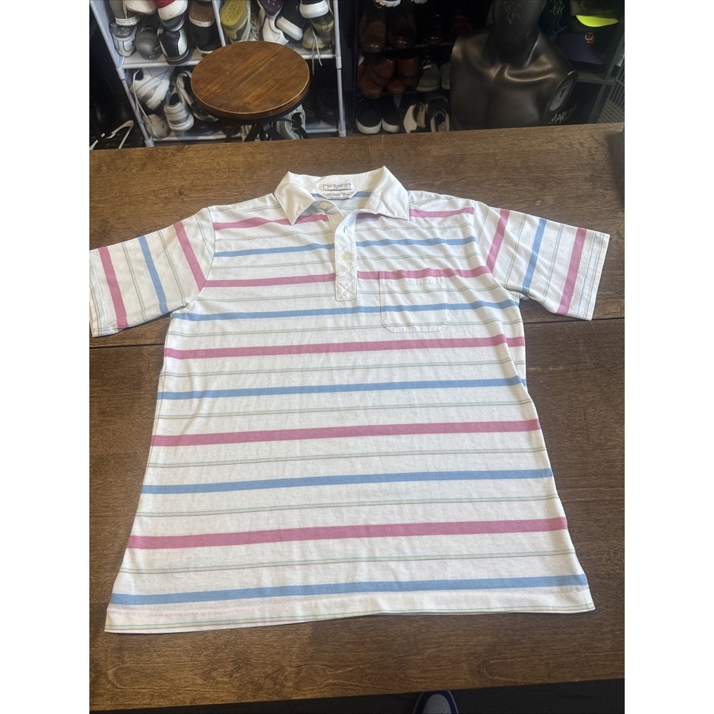 Vintage Christian Dior Striped Polo Shirt Mens Large